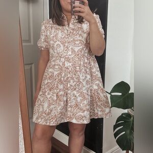 1.State Paisley Print Mini Dress. S